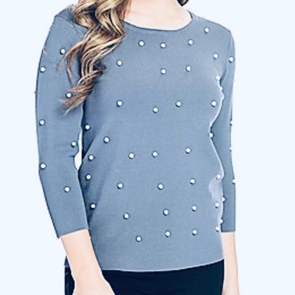 Brian Bailey Pearl Embellished Sweater - Picture 1 of 4